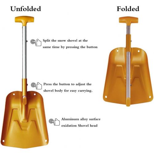  [아마존베스트]AceCamp Lightweight Collapsible Snow Shovel, Portable Adjustable Aluminum Emergency Shovel, Foldable Telescopic Winter Shovel for Car, Camping, Home