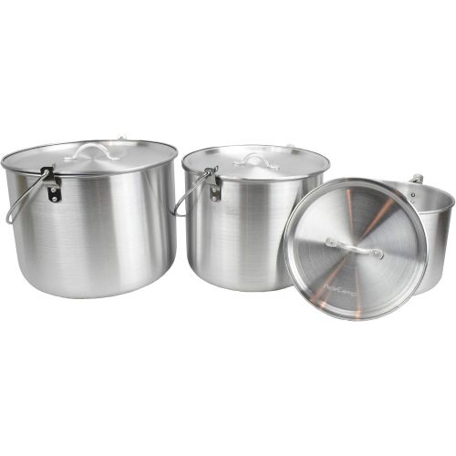  [아마존베스트]AceCamp Aluminum Cooking Pot, Camping Tribal Pot, Outdoor Picnic Cookware with Folding Handle, Durable Cook Kit for Dinner, Backpacking, Hiking - 4/8/12 L (3 Pot Set (4/8/12 L))