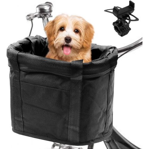  AceList Dog Bike Basket Front [for Mountain Bikes], & Cell Bicycle Phone Mount, Quick Release Easy Install Removable Waterproof Small Pet Cat Dog Bicycle Baskets, Large Capacity fo