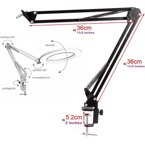  [아마존베스트]Workbench Light, Desk Ring Light with Swivel Clamp Arm,6 USB Ring Light for Reading,Craft,Makeup,YouTube,Live Streaming,Study,Architect Drafting - Acetaken