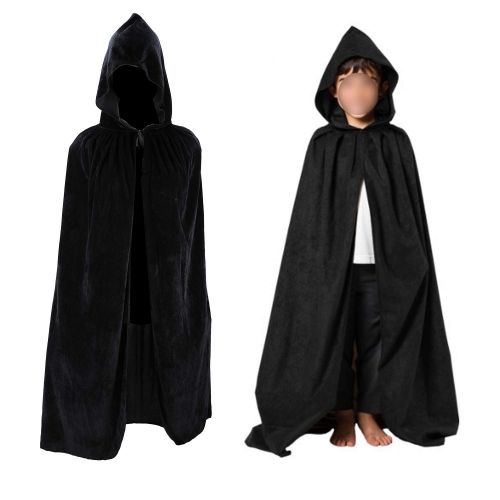  Acecharming Kid Hooded Cape,Medieval Cloak with Hood for Devil Witch Wizard Magician