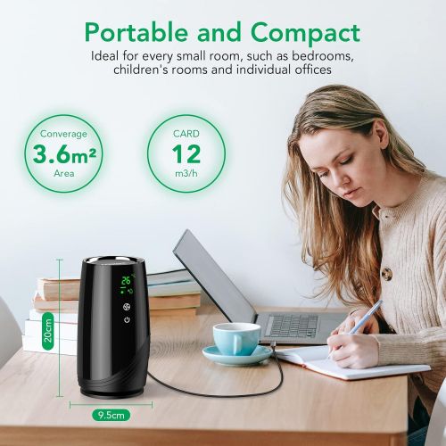  Acekool Desk Air Purifier for Office Bedroom - 3 Layer H13 True HEPA Filter Compact Air Cleaner with Smart Air Temperature & Humidity Display, Sleep Mode, Filter Change Reminder