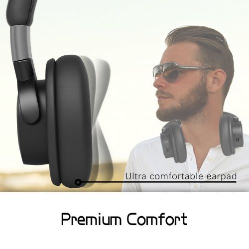  Acekool 50hrs Wireless Headphones Over-Ear, HiFi Stereo Bluetooth Headset, Crisp Clear Sound, Quick Charge, Soft Memory Earpads, Mic and Wired Mode for PCTablet CellphoneTV[Upgr