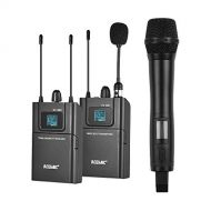 Acemic ACEMIC DV100SET Dual Channel UHF Wireless Microphone System with 1 Transmitter & 1 Receiver & 1 Handheld Microphone for Canon Nikon DSLR Camera Camcorder Interview Sound Recording