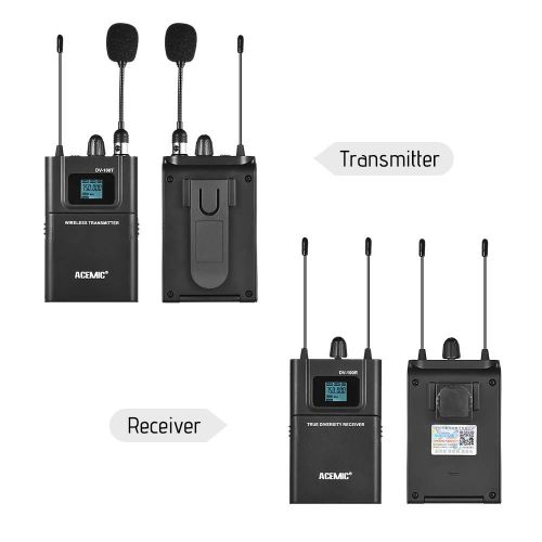  Acemic ACEMIC DV100SET Dual Channel UHF Wireless Microphone System with 1 Transmitter & 1 Receiver & 1 Handheld Microphone for Canon Nikon DSLR Camera Camcorder Interview Sound Recording