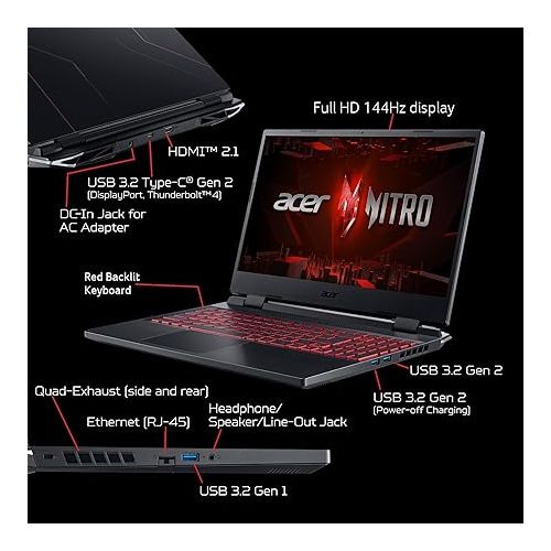 에이서 Acer Nitro 5 AN515-58-57Y8 Gaming Laptop | Intel Core i5-12500H | NVIDIA GeForce RTX 3050 Ti Laptop GPU | 15.6