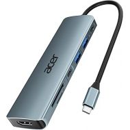 Acer USB C Hub, 7 in 1 USB C to HDMI Splitter, 2 USB 3.1 GEN1 and 5Gbps Type-C Data Port, 4K HDMI Port, PD 100W Charging, SD Card Reader, for iPad Pro MacBook Pro Acer Laptops and More