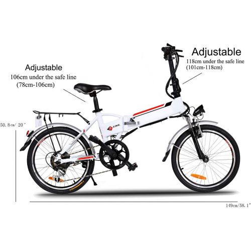  Aceshin 20 Folding Electric Bike 7 Speed E-Bike, 36V Lithium Battery 250W Motor Electric Bicycle for Adults