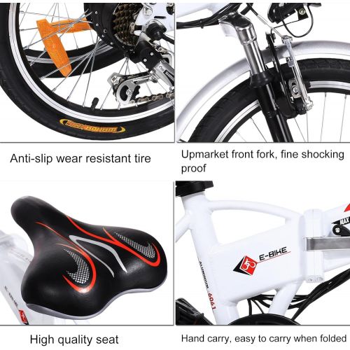  Aceshin 20 Folding Electric Bike 7 Speed E-Bike, 36V Lithium Battery 250W Motor Electric Bicycle for Adults