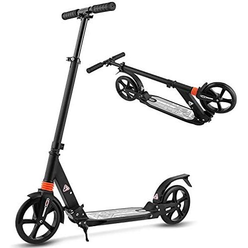  Aceshin Scooter for Adults,Teens,Kids, 200mm Big Wheels Kick Scooter Easy Folding Lightweight Height Adjustable Dual Suspension Shoulder Strap Rear Fender Brake,220lbs Weight Capac