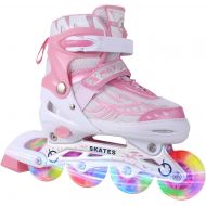 Aceshin Inline Skates for Girls Boys Kids - Adjustable Roller Skates with Light Up Wheels for Indoor Outdoor Blades Roller Skates for Children, Teens and Beginners