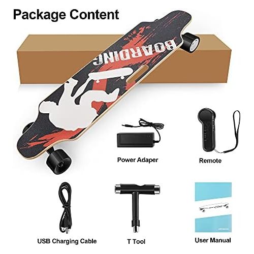  Aceshin 35.4 350W Electric Skateboard 8 Layers Maple Motorized Longboard Skateboard 12MPH Top Speed with Wireless Remote Control Best Gift for Adult Teens