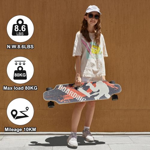  Aceshin 35.4 350W Electric Skateboard 8 Layers Maple Motorized Longboard Skateboard 12MPH Top Speed with Wireless Remote Control Best Gift for Adult Teens