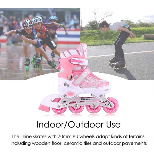  Aceshin Inline Skates for Girls Boys Kids - Adjustable Roller Skates with Light Up Wheels for Indoor Outdoor Blades Roller Skates for Children, Teens and Beginners