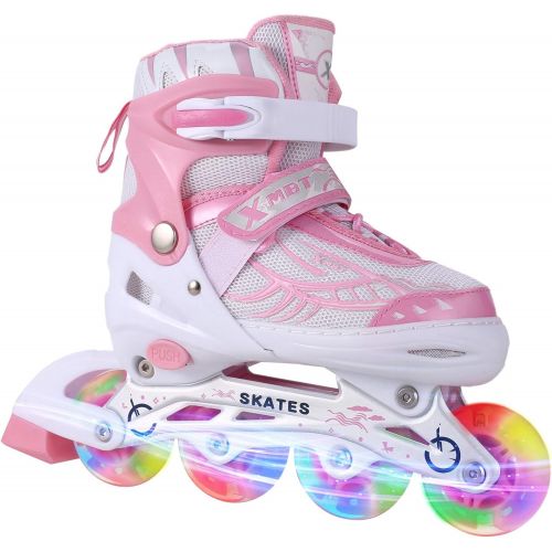  Aceshin Inline Skates for Girls Boys Kids - Adjustable Roller Skates with Light Up Wheels for Indoor Outdoor Blades Roller Skates for Children, Teens and Beginners