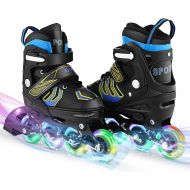 Aceshin Inline Skates for Boys and Girls - Roller Skates with Full Light up Wheels, Beginner Adjustable Illuminating Rollerblades for Kids and Adults