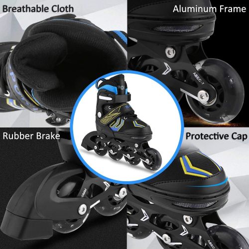  Aceshin Inline Skates for Boys and Girls - Roller Skates with Full Light up Wheels, Beginner Adjustable Illuminating Rollerblades for Kids and Adults