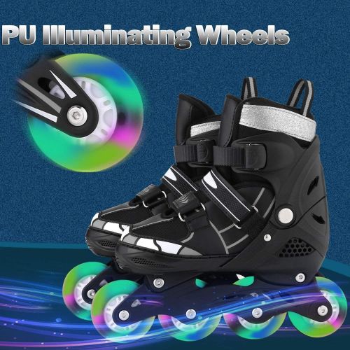  Aceshin Inline Skates for Boys and Girls - Roller Skates with Full Light up Wheels, Beginner Adjustable Illuminating Rollerblades for Kids and Adults