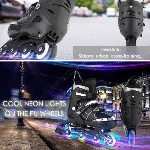  Aceshin Inline Skates for Boys and Girls - Roller Skates with Full Light up Wheels, Beginner Adjustable Illuminating Rollerblades for Kids and Adults