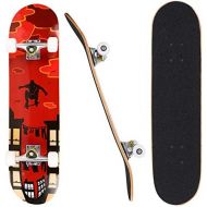 Aceshin Skateboard, 31 x 8 Complete PRO Skateboard, 9 Layer Canadian Maple Wood Double Kick Tricks Skate Board Concave Design for Beginner,Gift for Kids Boys Girls Youths