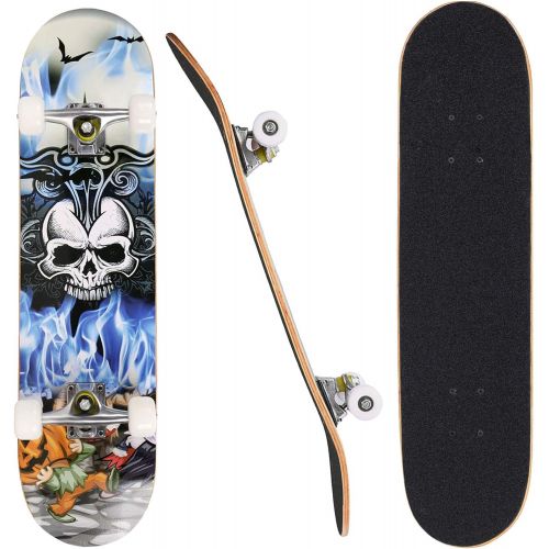  Aceshin Skateboard, 31 x 8 Complete PRO Skateboard, 9 Layer Canadian Maple Wood Double Kick Tricks Skate Board Concave Design for Beginner,Gift for Kids Boys Girls Youths