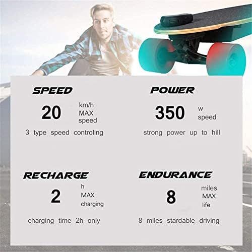 Aceshin Electric Skateboard 350W Motorized Compact E-Skateboard with Wireless Remote Control Colorful LED Light 21 MPH Top Speed for Adult Teens