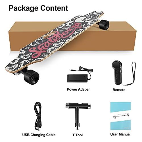  Aceshin 35.4 350W Electric Skateboard 8 Layers Maple Motorized Longboard Skateboard 12MPH Top Speed with Wireless Remote Control Best Gift for Adult Teens