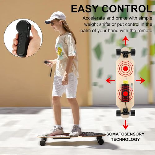  Aceshin 35.4 350W Electric Skateboard 8 Layers Maple Motorized Longboard Skateboard 12MPH Top Speed with Wireless Remote Control Best Gift for Adult Teens