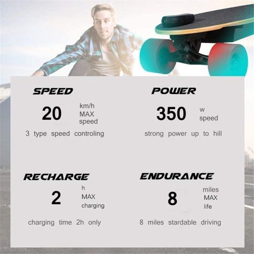  Aceshin Electric Skateboard 350W Motorized Compact E-Skateboard with Wireless Remote Control Colorful LED Light 21 MPH Top Speed for Adult Teens