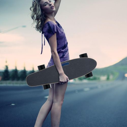  Aceshin Electric Skateboard 350W Motorized Compact E-Skateboard with Wireless Remote Control Colorful LED Light 21 MPH Top Speed for Adult Teens