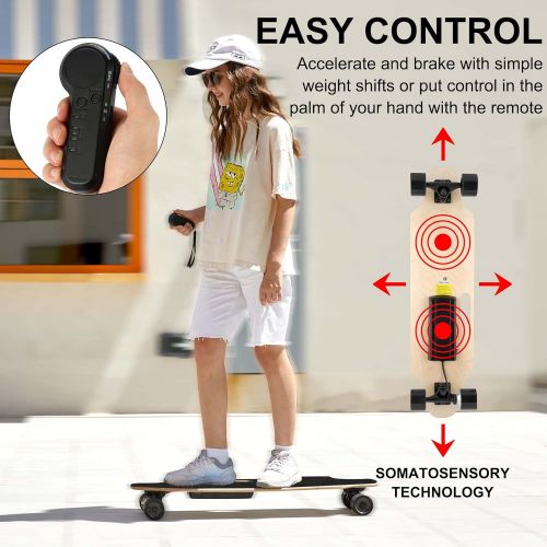  [아마존베스트]Aceshin Electric Skateboard Longboard with Wireless Handheld Remote Control 350W Single-Motor Power 8 Layers Maple Longboard Skateboard Cruiser for Teens Adults