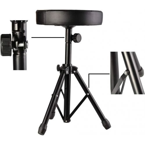  [아마존베스트]Aceshin Drum Throne Seat Stool Adjustable Height Anti-Slip Support Soft Cushion for Music Show (Black)