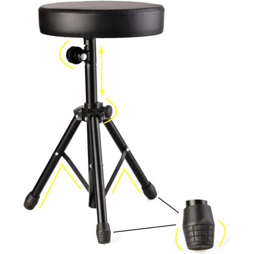  [아마존베스트]Aceshin Drum Throne Seat Stool Adjustable Height Anti-Slip Support Soft Cushion for Music Show (Black)