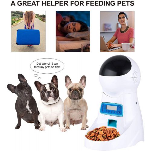  Aceshin Healthy Automatic Pet Feeder Food Dispenser for Dog & Cat with Voice Recorder,Portion Control and Timer Programmable, Up to 4 Meals per Day
