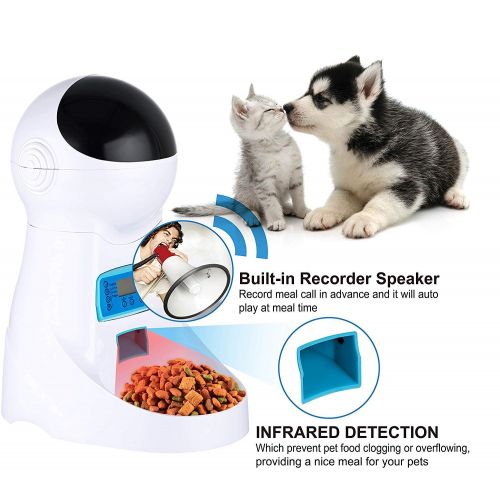  Aceshin Healthy Automatic Pet Feeder Food Dispenser for Dog & Cat with Voice Recorder,Portion Control and Timer Programmable, Up to 4 Meals per Day