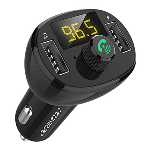  [아마존베스트]-Service-Informationen Aceyoon Car FM Transmitter Bluetooth 5.0 USB Charger Cigarette Lighter Quick Charge Car Audio Radio Adapter Hands-Free Kit LED Display for iOS and Android Devices