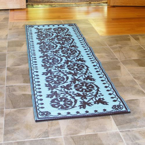  Achla Designs Cinquefoil Indoor/Outdoor Floor Mat, 2 x 8 ft, Ice Coffee