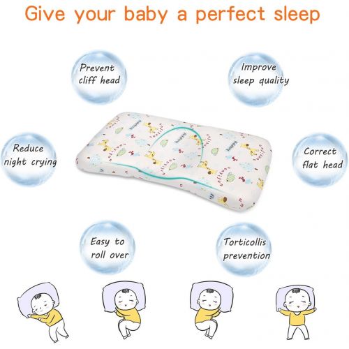  Acksonse Baby Pillow for Sleeping Memory Foam Unisex Infant Pillow Baby Head Shaping Prevent Flat Head Syndrome 100% Organic Cotton Cover Newborn Gift for Baby Girls Boys with Baby