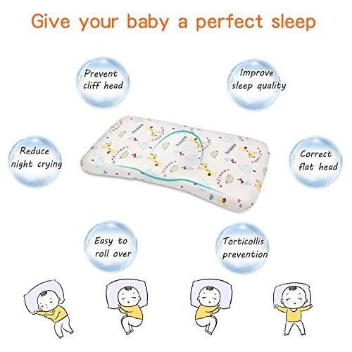  Acksonse Baby Pillow for Sleeping Memory Foam Unisex Infant Pillow Baby Head Shaping Prevent Flat Head Syndrome 100% Organic Cotton Cover Newborn Gift for Baby Girls Boys with Baby