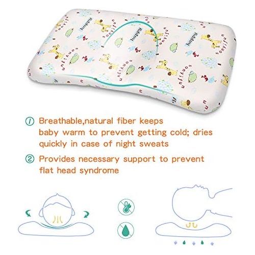  Acksonse Baby Pillow for Sleeping Memory Foam Unisex Infant Pillow Baby Head Shaping Prevent Flat Head Syndrome 100% Organic Cotton Cover Newborn Gift for Baby Girls Boys with Baby