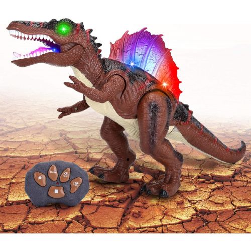  [아마존베스트]Acksonse Dinosaur Toys for Kids 3-5, Remote Control Dinosaur Spinosaurus Electronic Pets with LED Light Up Walking & Roaring Realistic Simulation Sounds for 3 4 5 6 7 Year Old Boys