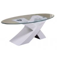 Acme Furniture ACME Pervis White Coffee Table with Glass Top
