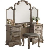 Acme Furniture Acme Northville Vanity Table with Mirror in Antique Champagne