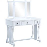Acme Furniture ACME Popidia Vanity Set - - Tan Fabric & White