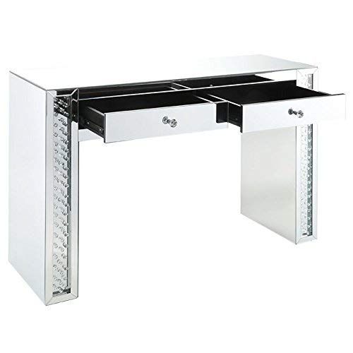  Acme Furniture ACME Furniture Nysa Vanity Desk, Mirrored and Faux Crystals