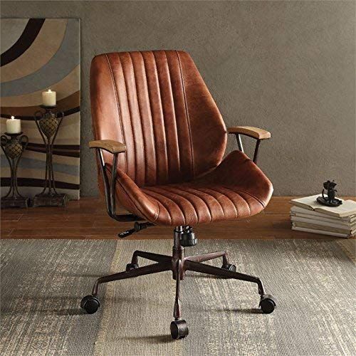  Acme Furniture Acme Hamilton Top Grain Leather Office Chair, Cocoa Leather