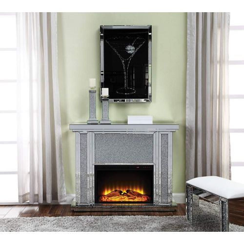  Acme Furniture Acme Nowles Fireplace in Mirrored and Faux Stones