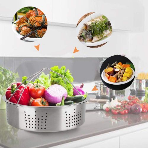  Acnusik Accessories Set Compatible with 8 Quart Instant Pot Only with Sealing Rings, Tempered Glass Lid, and Steamer Basket.