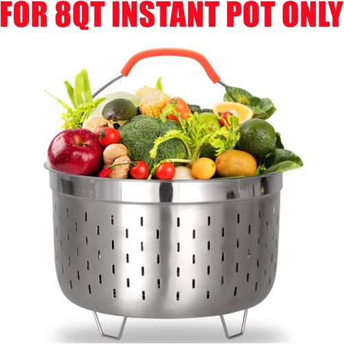  Acnusik Accessories Set Compatible with 8 Quart Instant Pot Only with Sealing Rings, Tempered Glass Lid, and Steamer Basket.