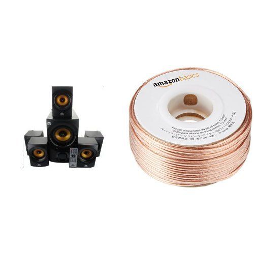  Acoustic Audio AA5170 Home Theater 5.1 Bluetooth Speaker System 700W with Powered Sub and AmazonBasics 16-Gauge Speaker Wire - 100 Feet Bundle